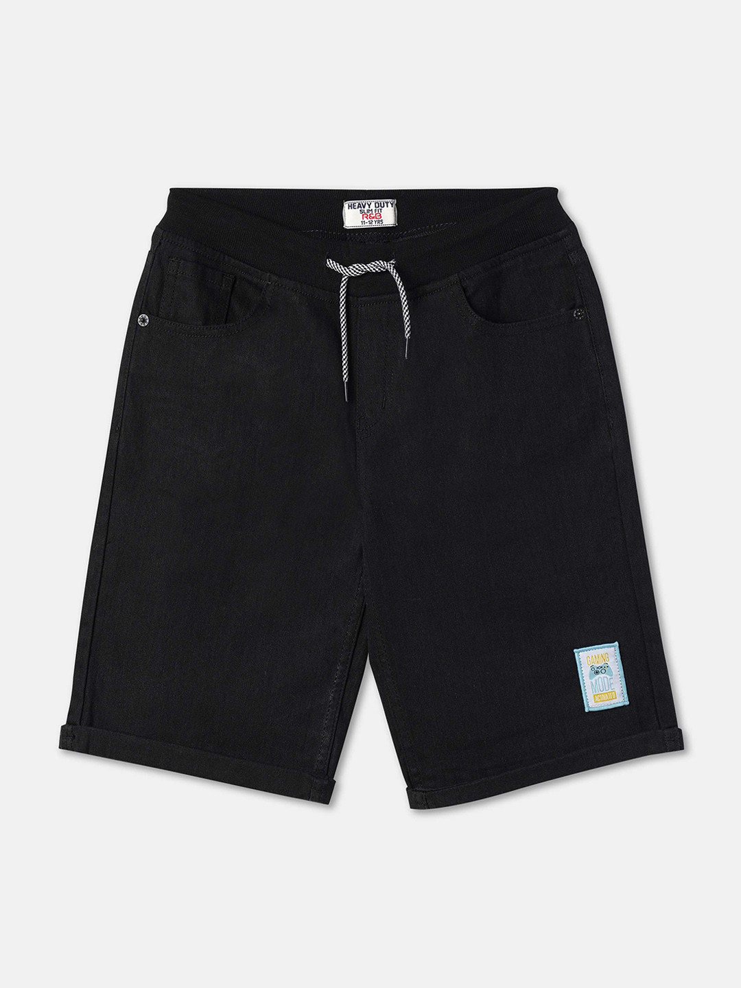 

R&B Boys Cotton Regular Fit Shorts, Black