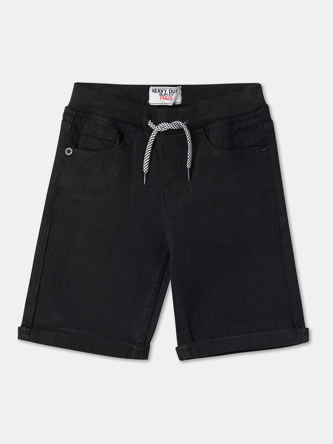 

R&B Boys Cotton Denim Shorts, Black