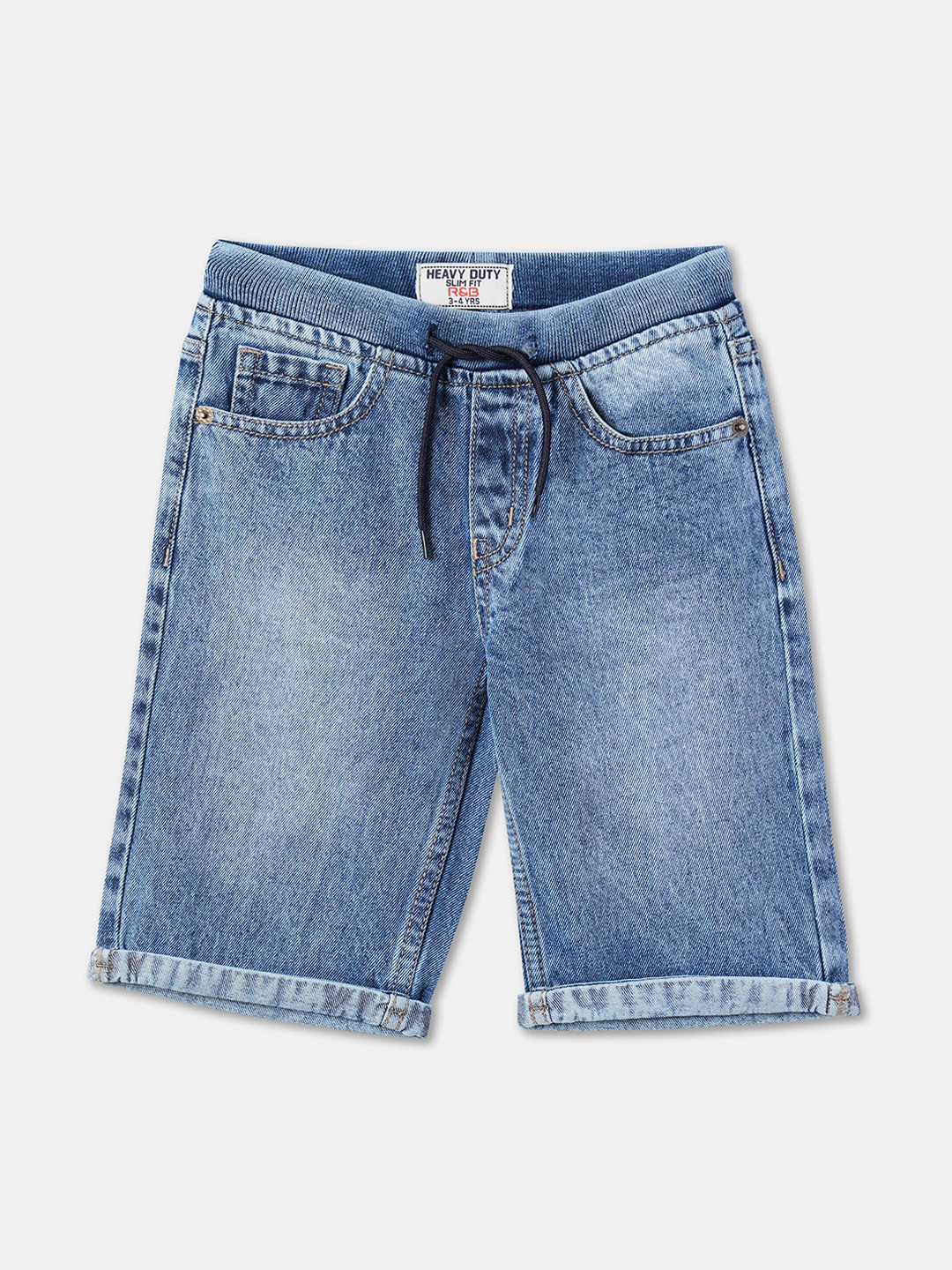 

R&B Boys Washed Cotton Denim Shorts, Blue