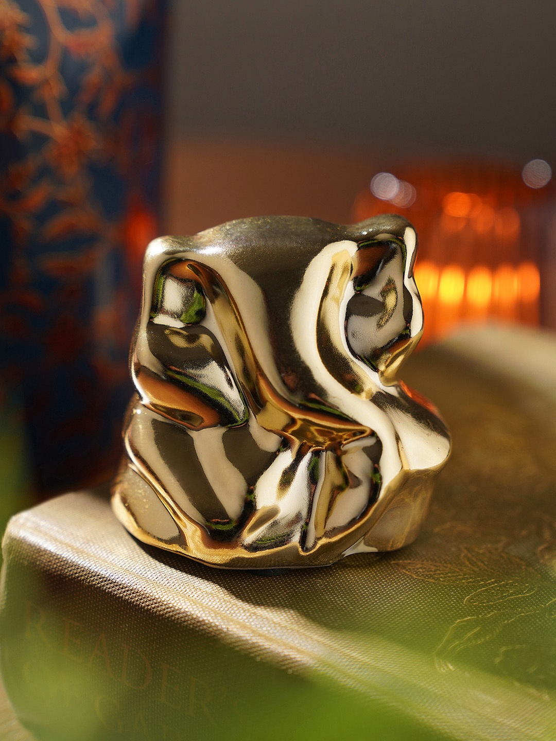

Pure Home and Living Ceramic Ganesha Figurine Showpiece, Gold