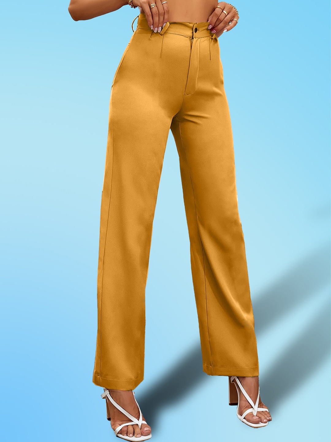 

LEE TEX Women Relaxed Straight Leg High-Rise Trousers, Yellow