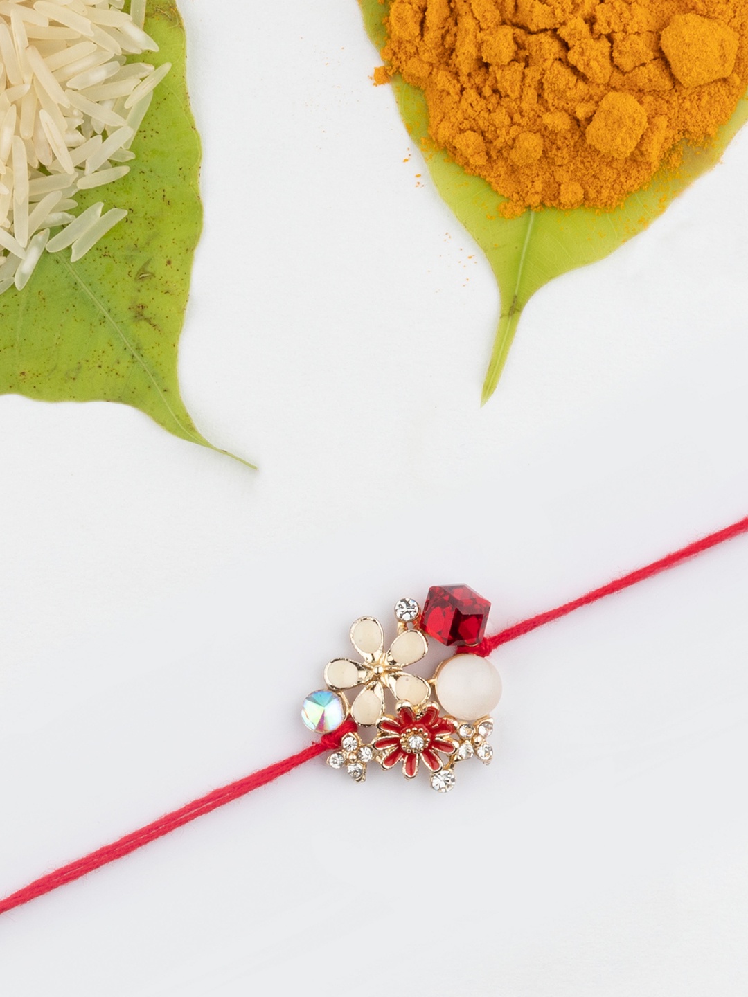 

The Magic Wand Stone-Studded & Beaded Rakhi, Red