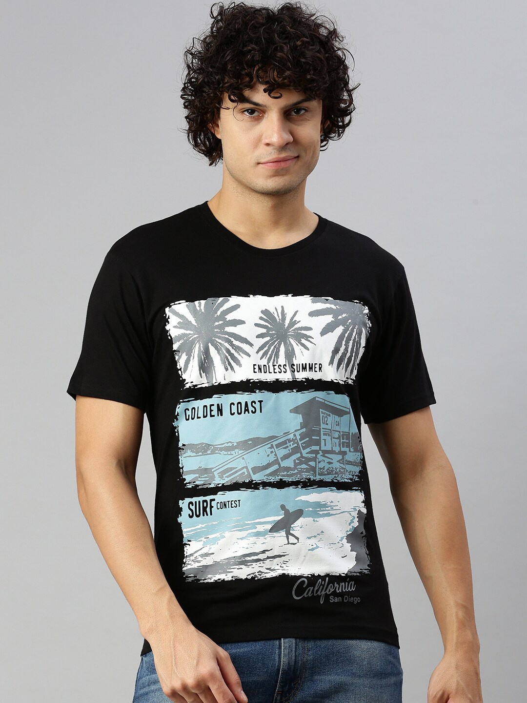 

BLACK RADIO Graphic Printed Cotton T-shirt