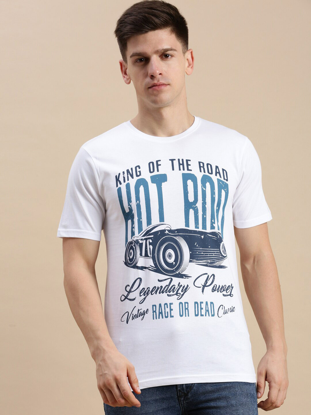 

BLACK RADIO Typography Printed Pure Cotton T-shirt, White