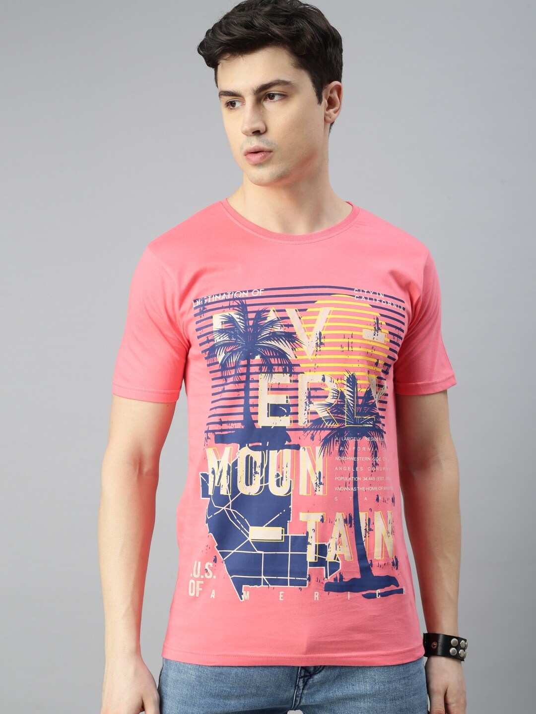 

BLACK RADIO Tropical Printed Pure Cotton T-shirt, Pink