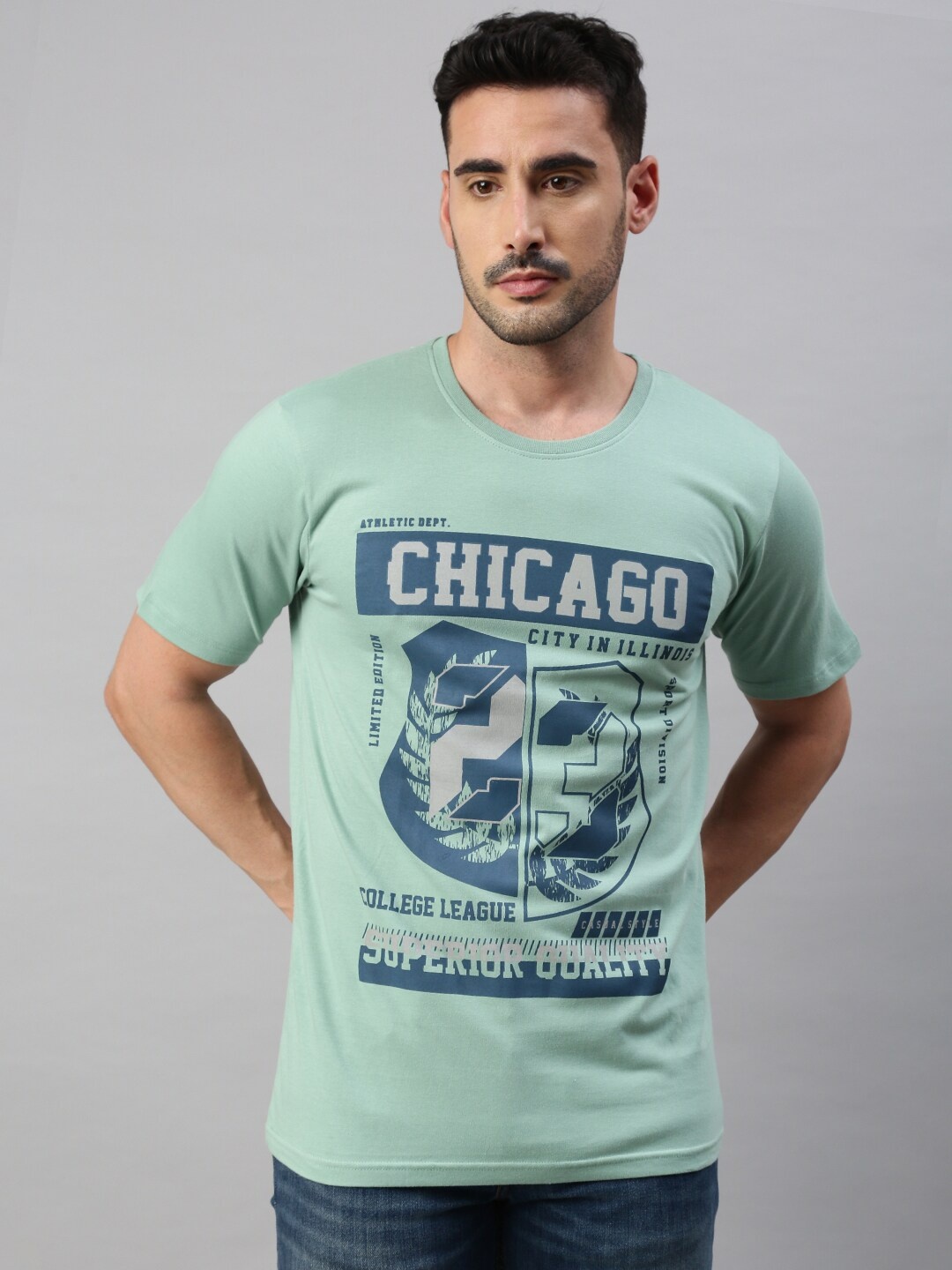 

BLACK RADIO Graphic Printed Pure Cotton T-shirt, Sea green