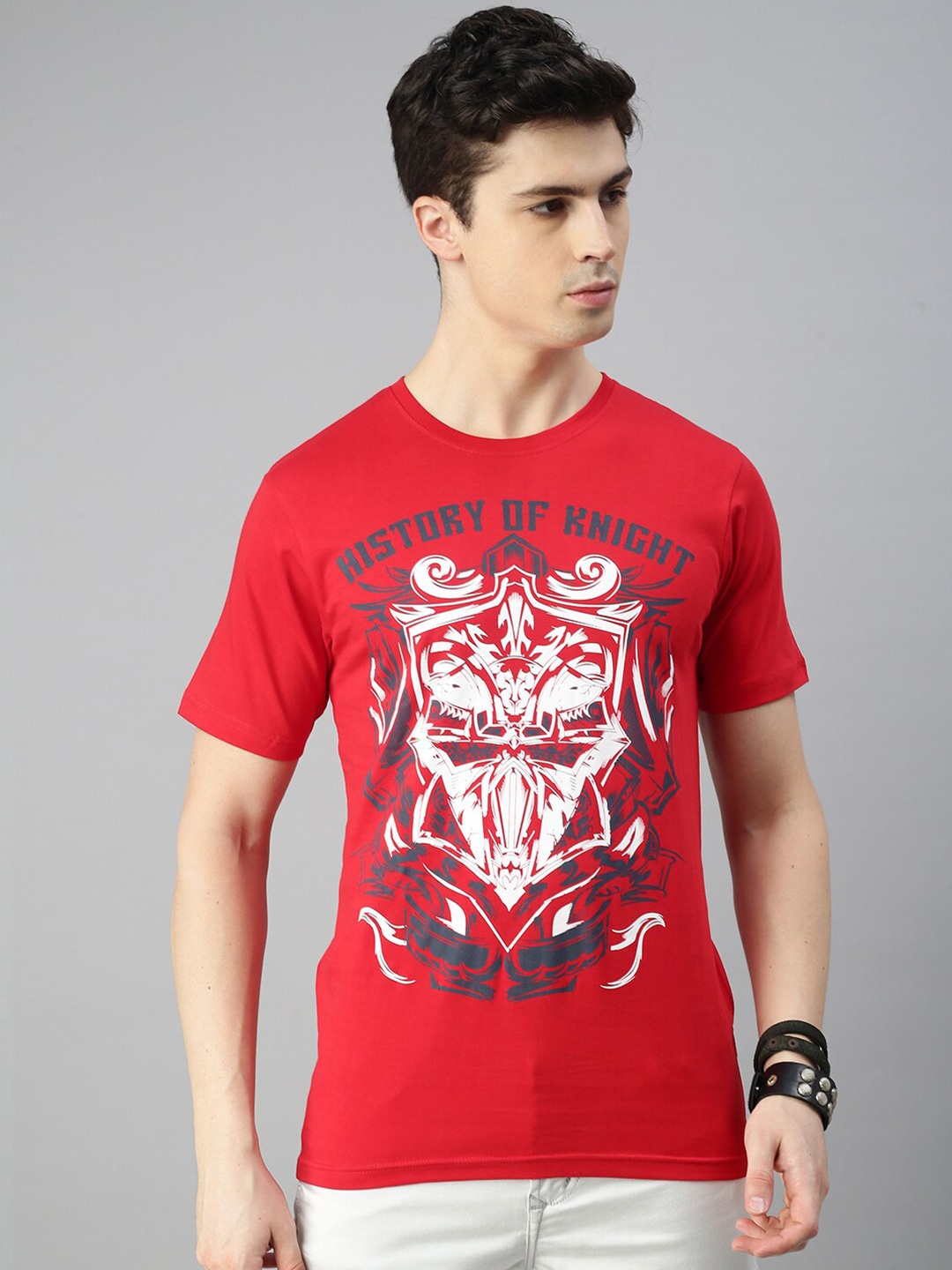 

BLACK RADIO Graphic Printed Pure Cotton T-shirt, Red