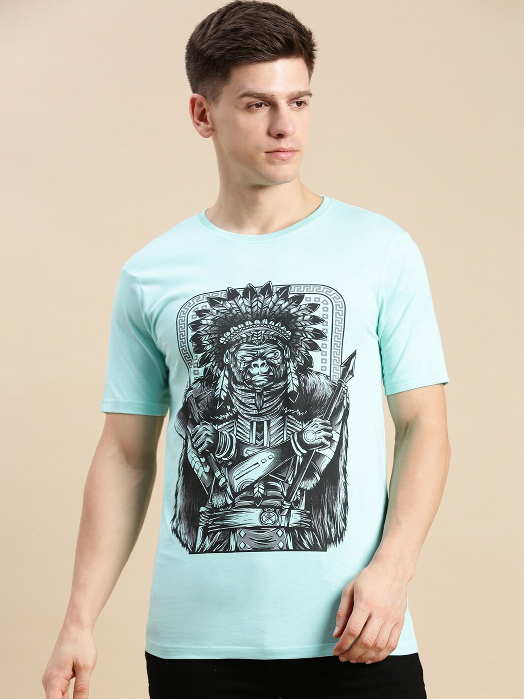 

BLACK RADIO Graphic Printed Pure Cotton T-shirt, Blue