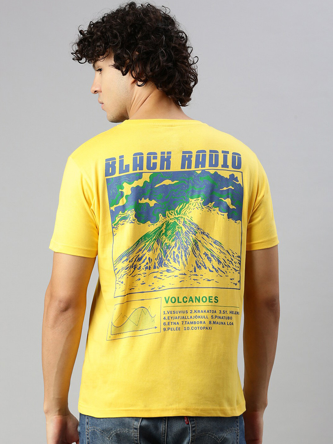 

BLACK RADIO Graphic Printed Pure Cotton T-shirt, Yellow