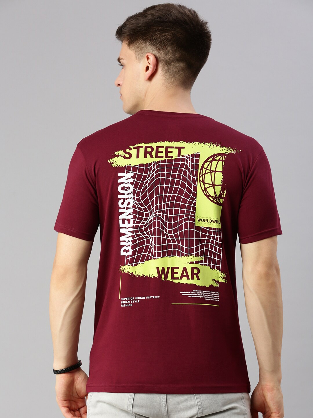 

BLACK RADIO Typography Printed Pure Cotton T-shirt, Maroon