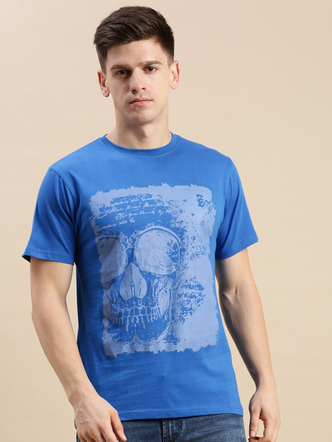 

BLACK RADIO Graphic Printed Pure Cotton T-shirt, Blue