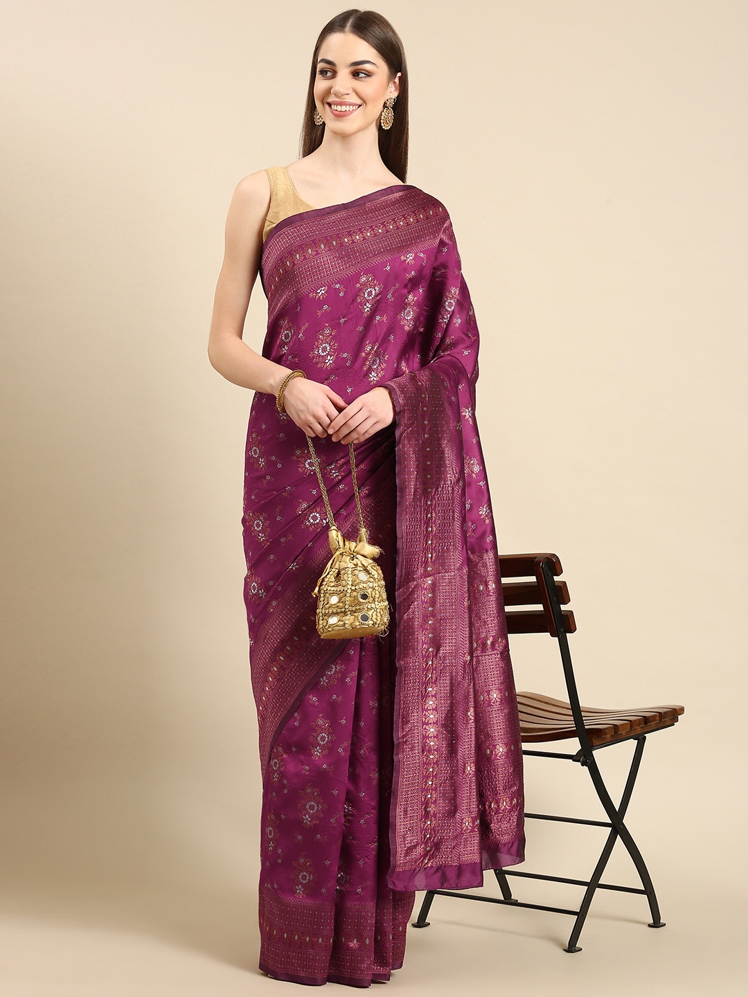 

TIEXA Woven Design Ethnic Motifs Zari Pure Silk Banarasi Saree, Maroon