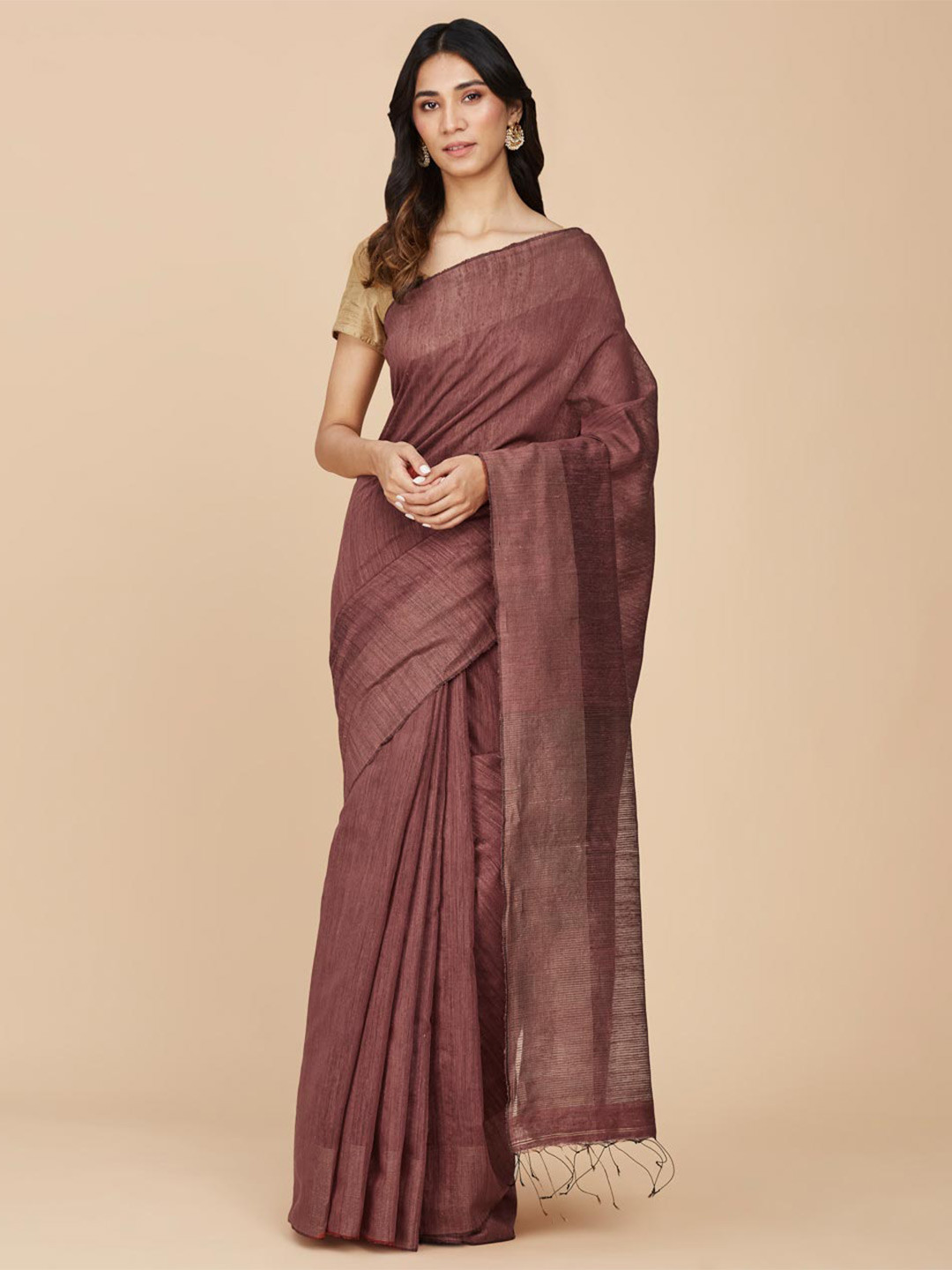 

Fabindia Woven Design Pure Silk Saree, Purple