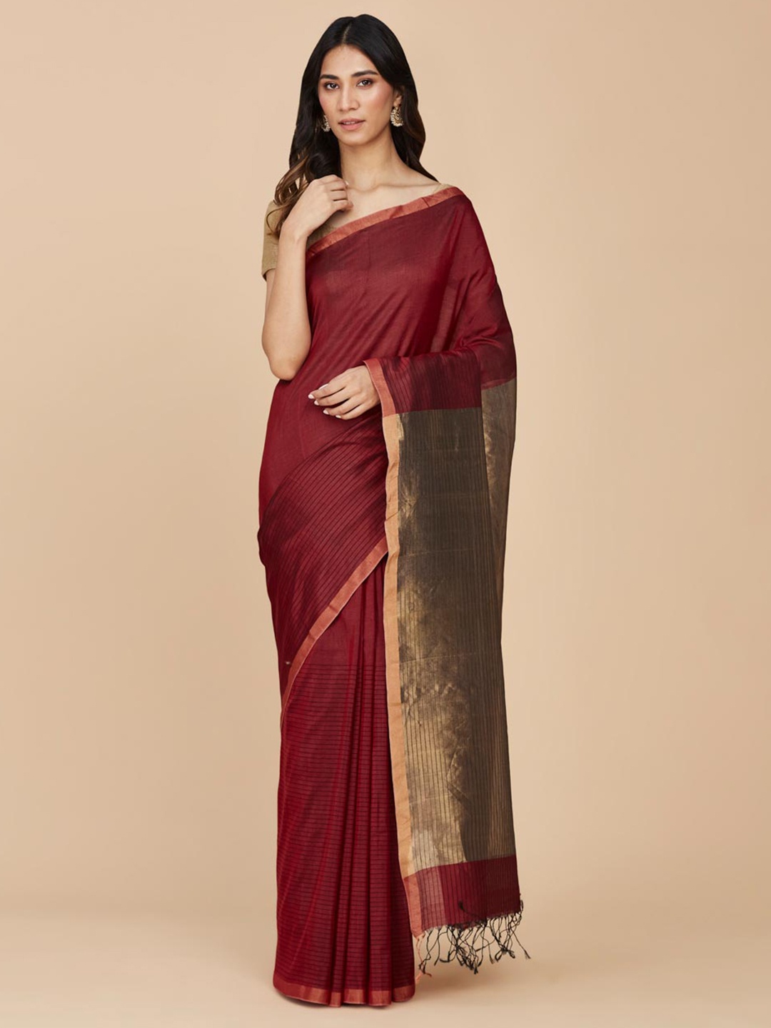 

Fabindia Woven Design Silk Cotton Zari Saree, Red