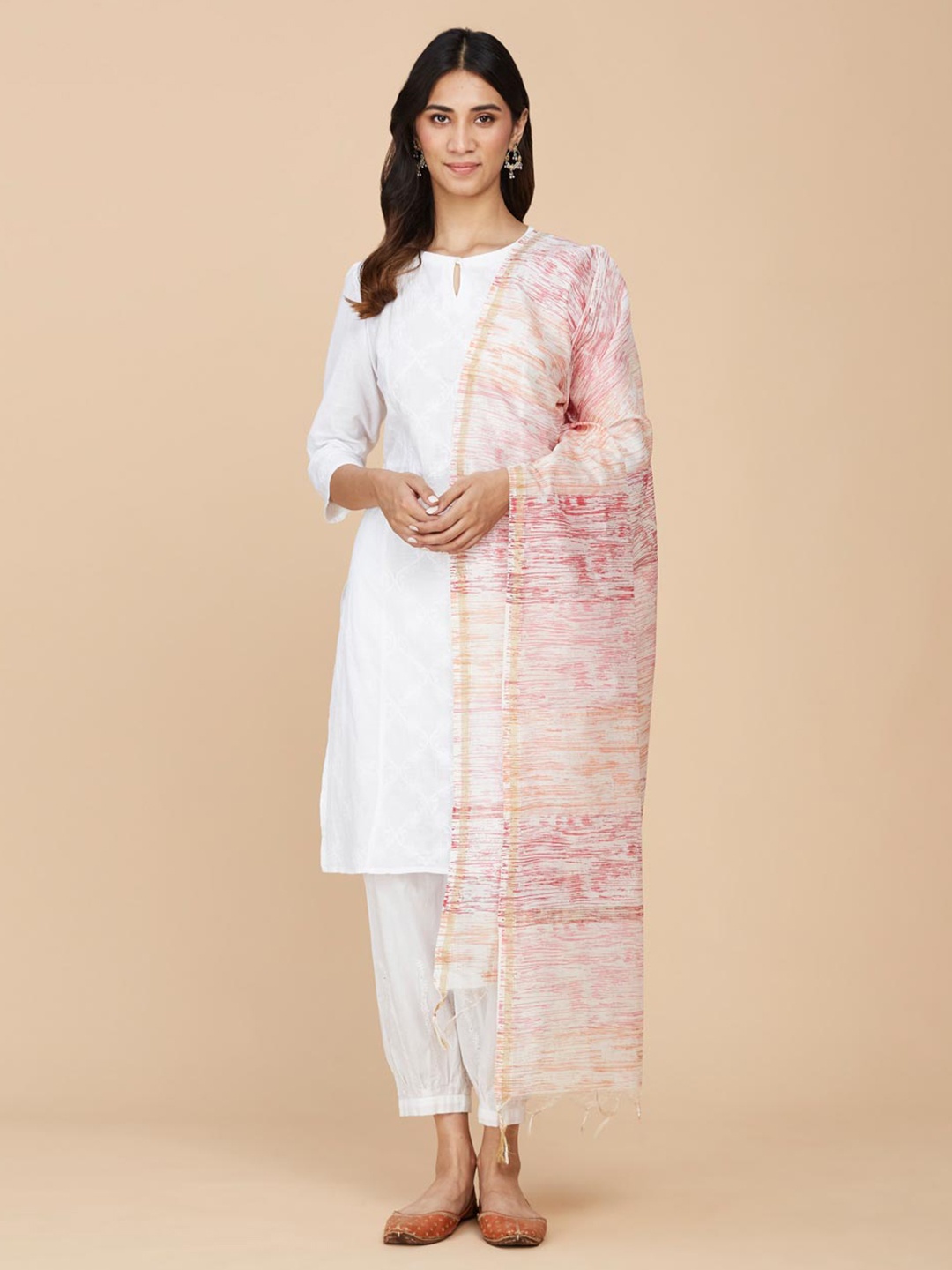 

Fabindia Dyed Cotton Silk Dupatta, Pink