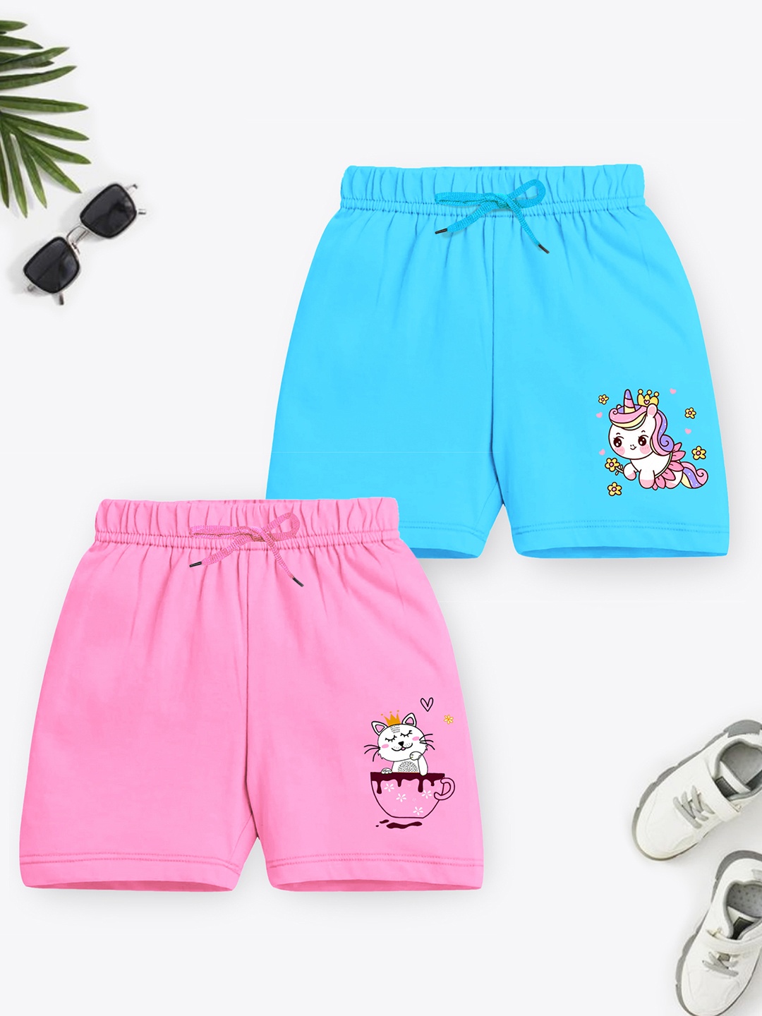 

Trampoline Pack Of 2 Girls Mid Rise Cotton Shorts, Blue