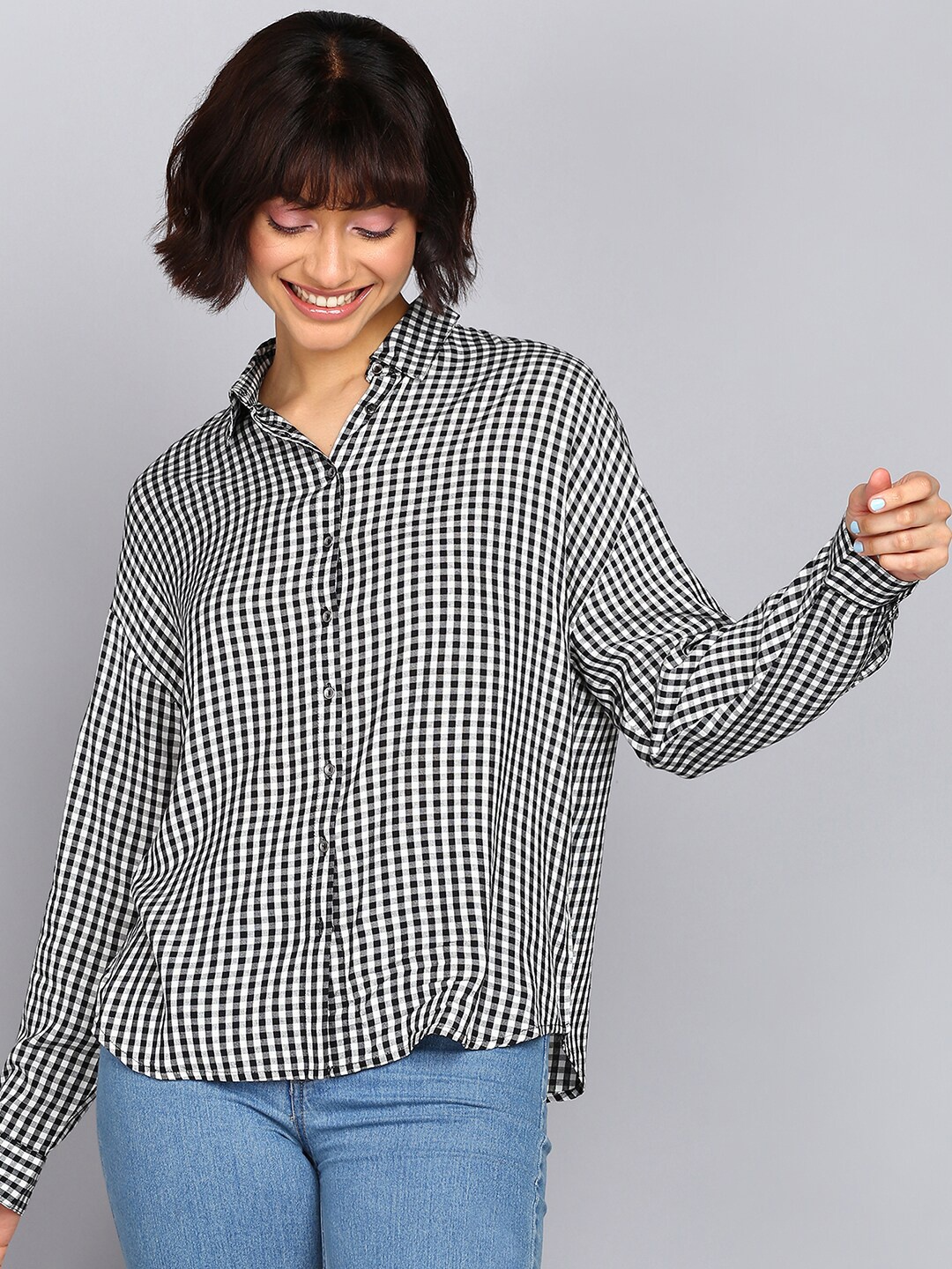 

Mast & Harbour Black Smart Gingham Checked Casual Shirt