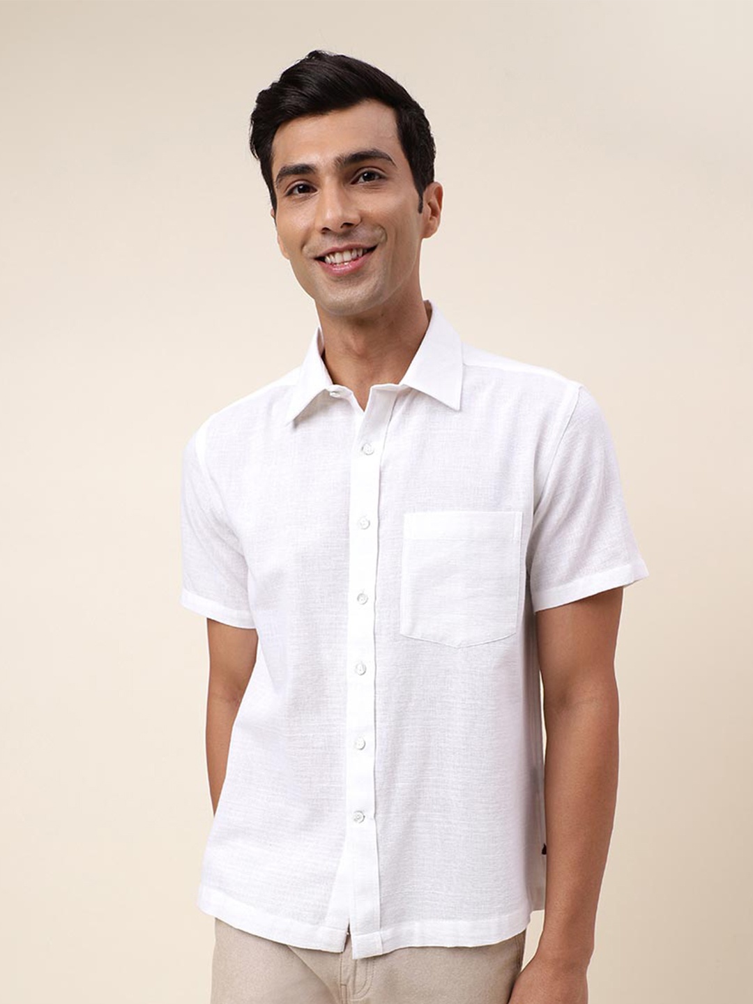 

Fabindia Regular Fit Spread Collar Cotton Casual Shirt, Off white