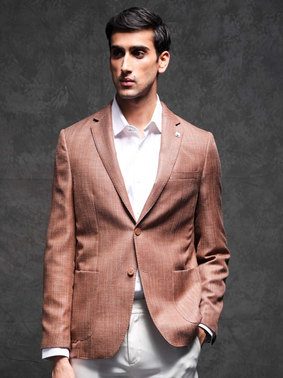 

RARE RABBIT Men Drew Tailored Fit Single-Breasted Blazers, Brown