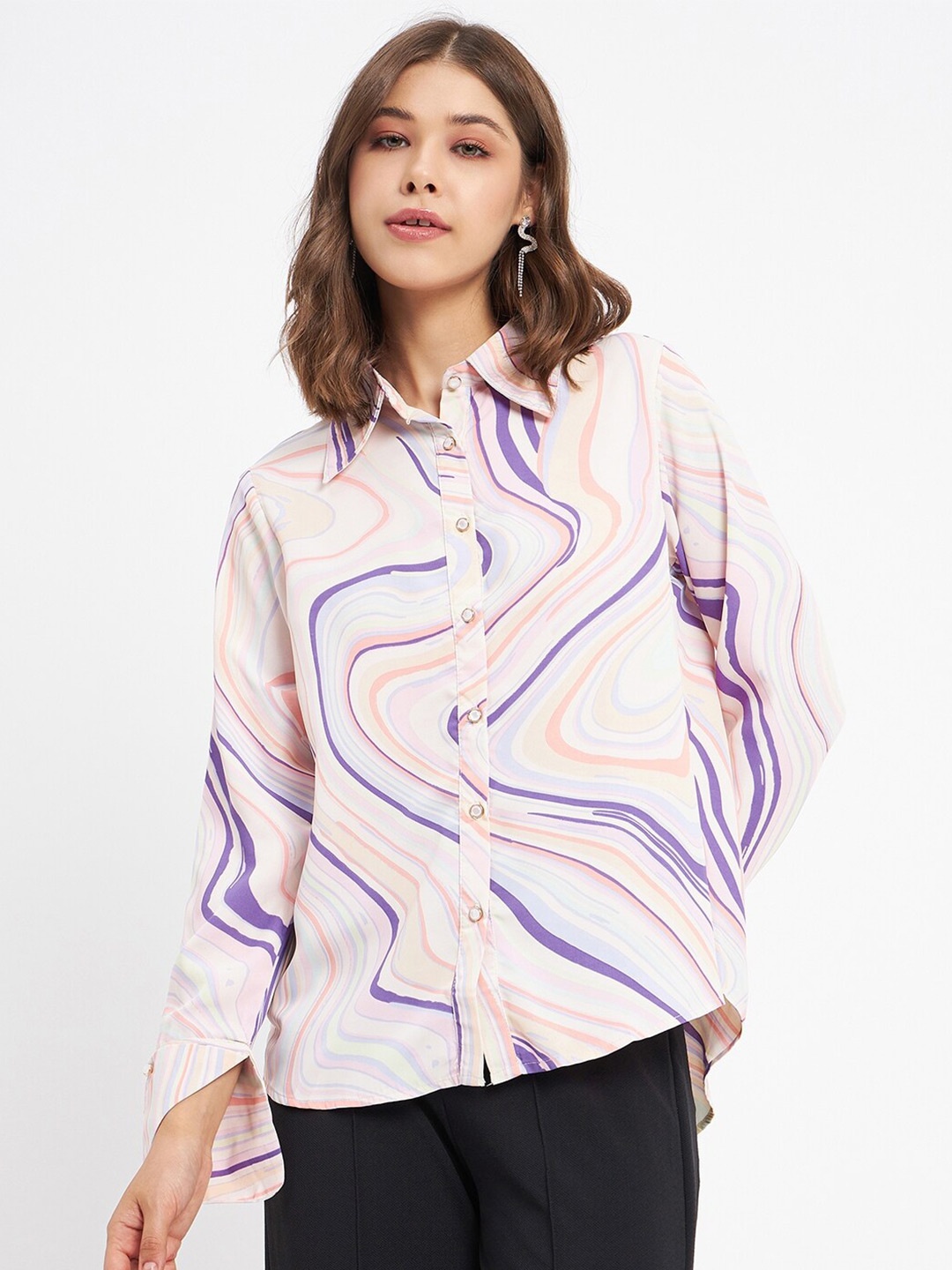 

Madame Abstract Printed Opaque Casual Shirt, Off white