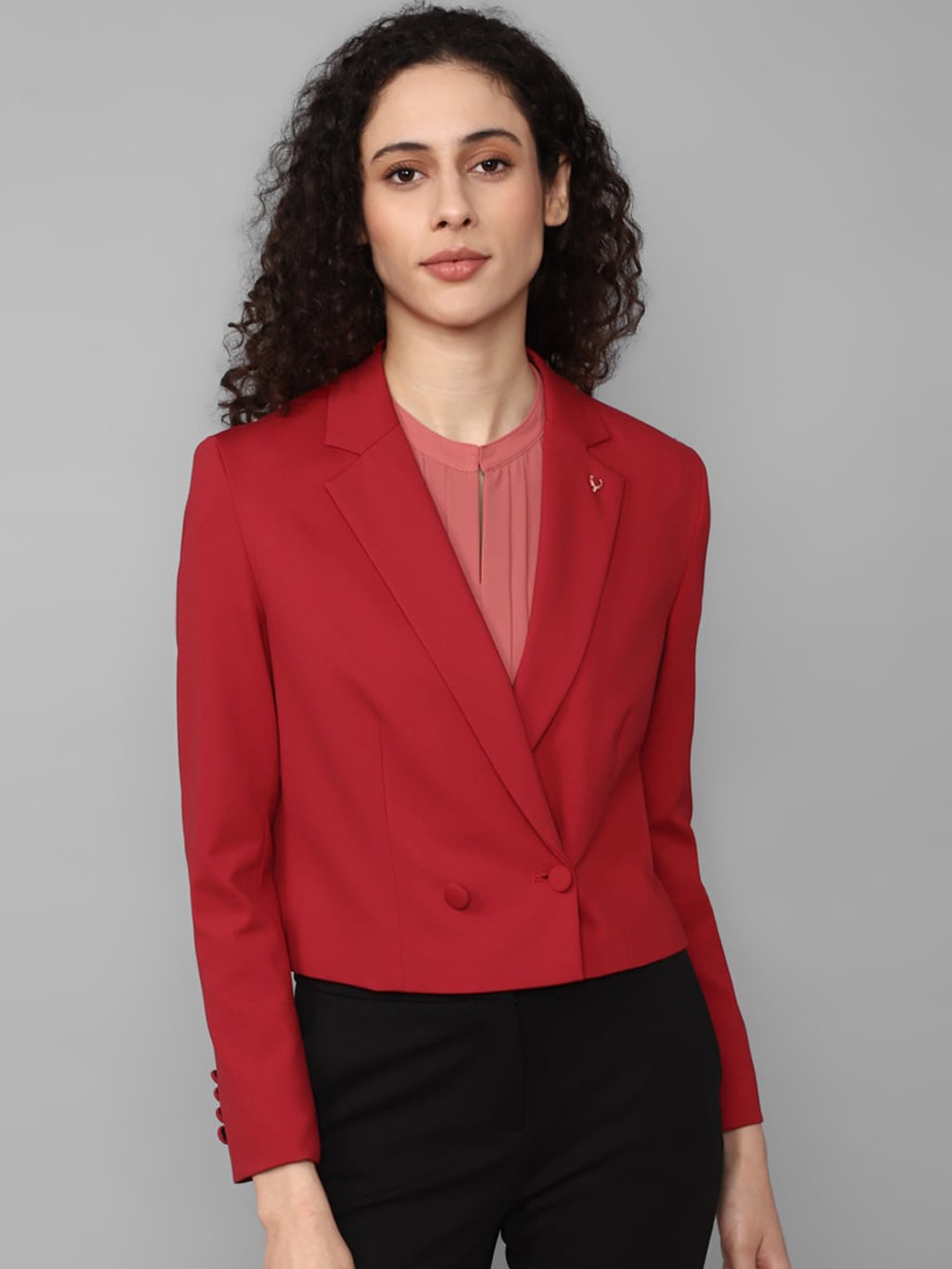 

Allen Solly Woman Double-Breasted Formal Blazer, Red