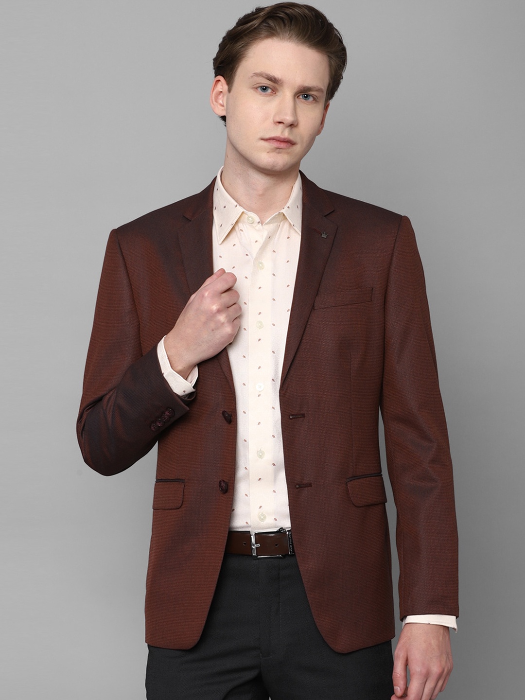 

Louis Philippe Self-Design Slim-Fit Formal Blazers, Brown