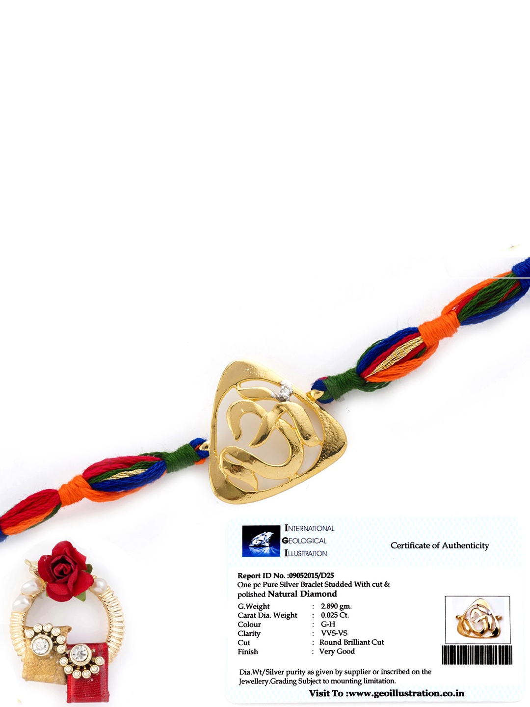 

Aapno Rajasthan 24K Om Charm Rakhi, Gold