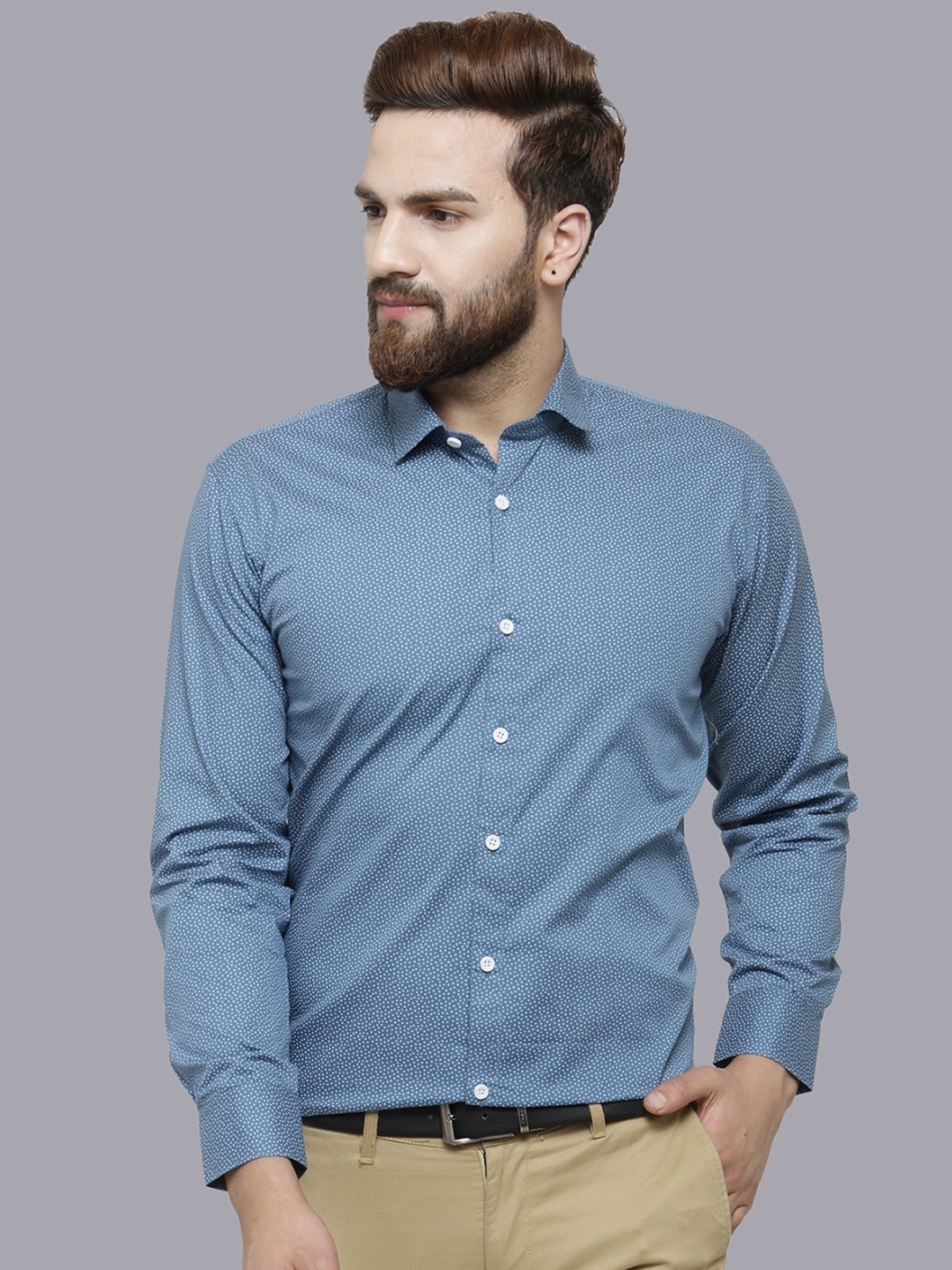 

JAINISH Men Blue Classic Slim Fit Printed Formal Shirt