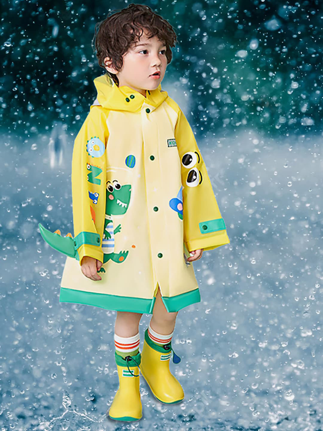 

Little Surprise Box LLP Printed Waterproof Rain Jacket, Yellow