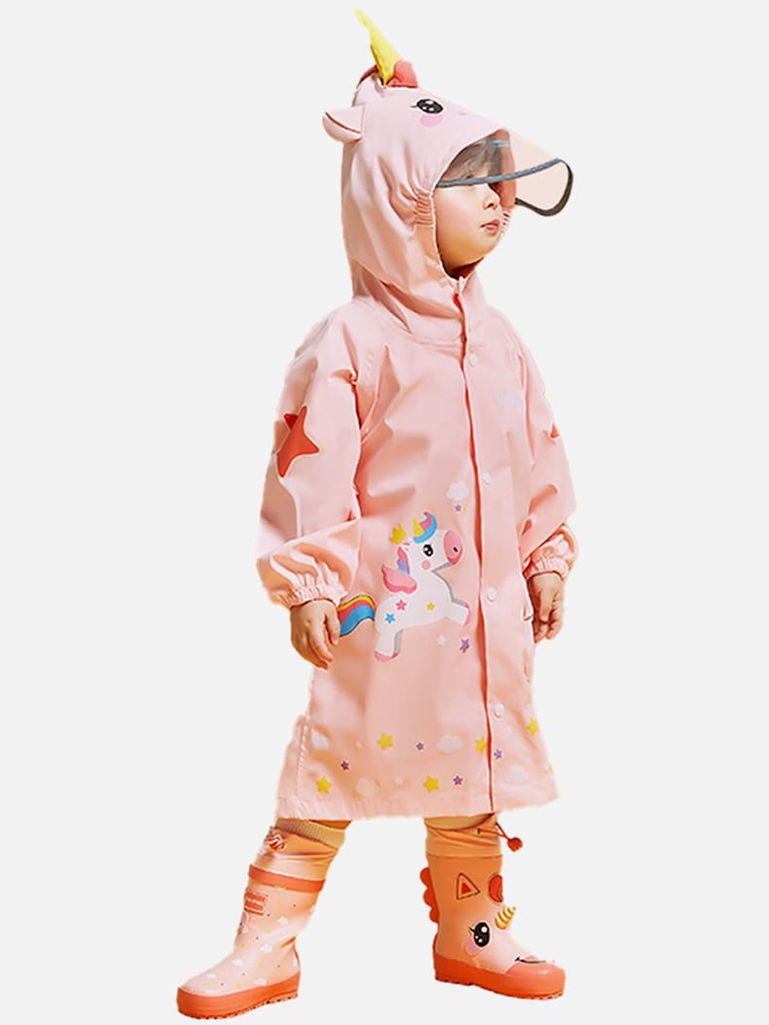 

Little Surprise Box LLP Kids 3D Unicorn Raincoat, Peach