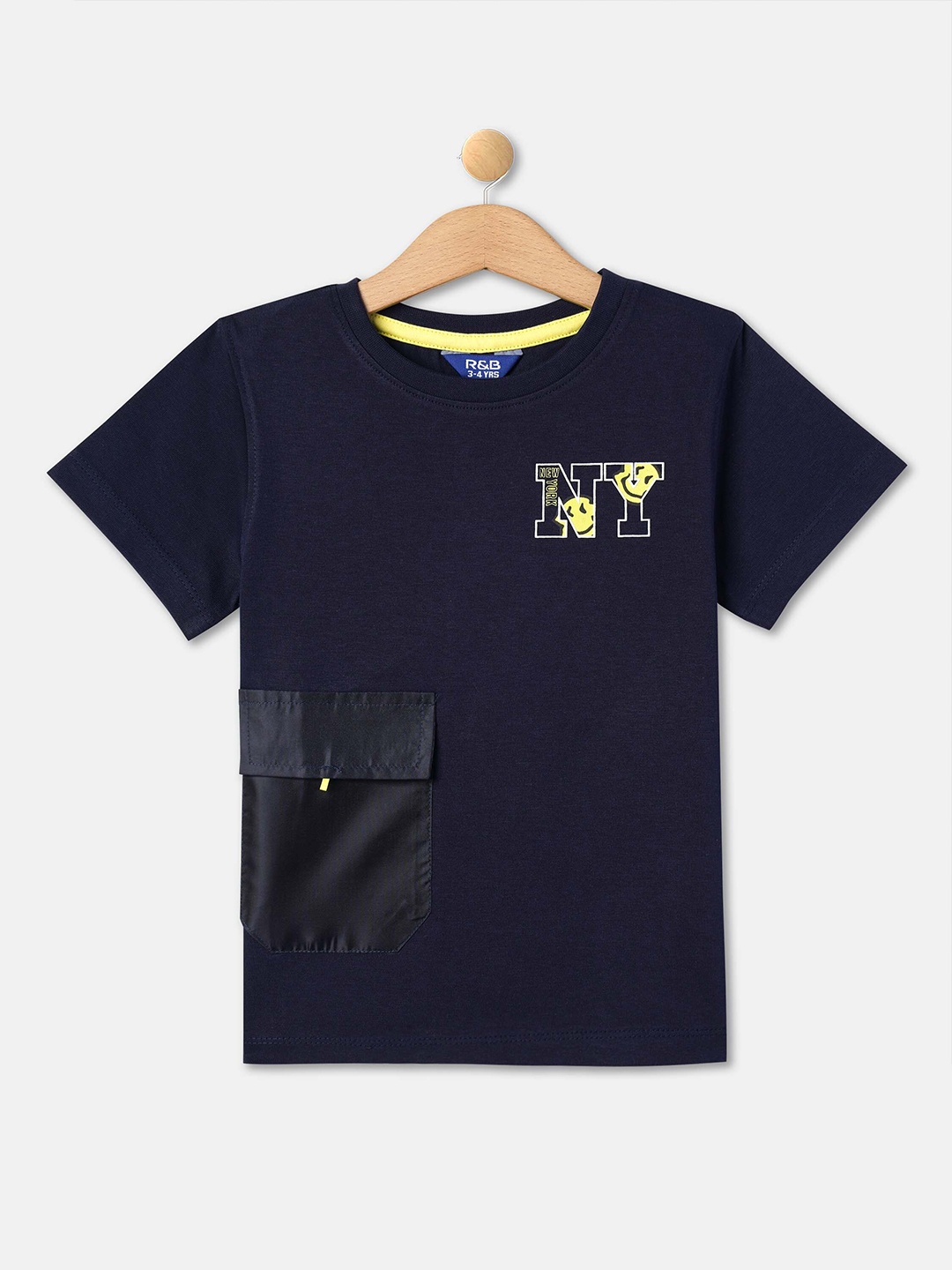 

R&B Boys Typography Printed Cotton T-shirt, Blue