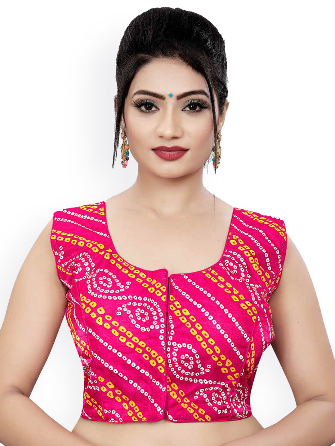 

HIMRISE Printed Sleeveless Saree Blouse, Pink