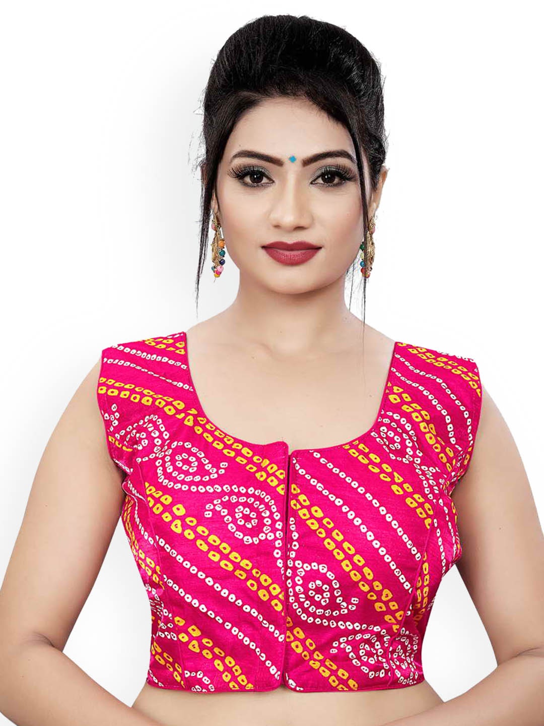 

HIMRISE Printed Sleeveless Saree Blouse, Pink