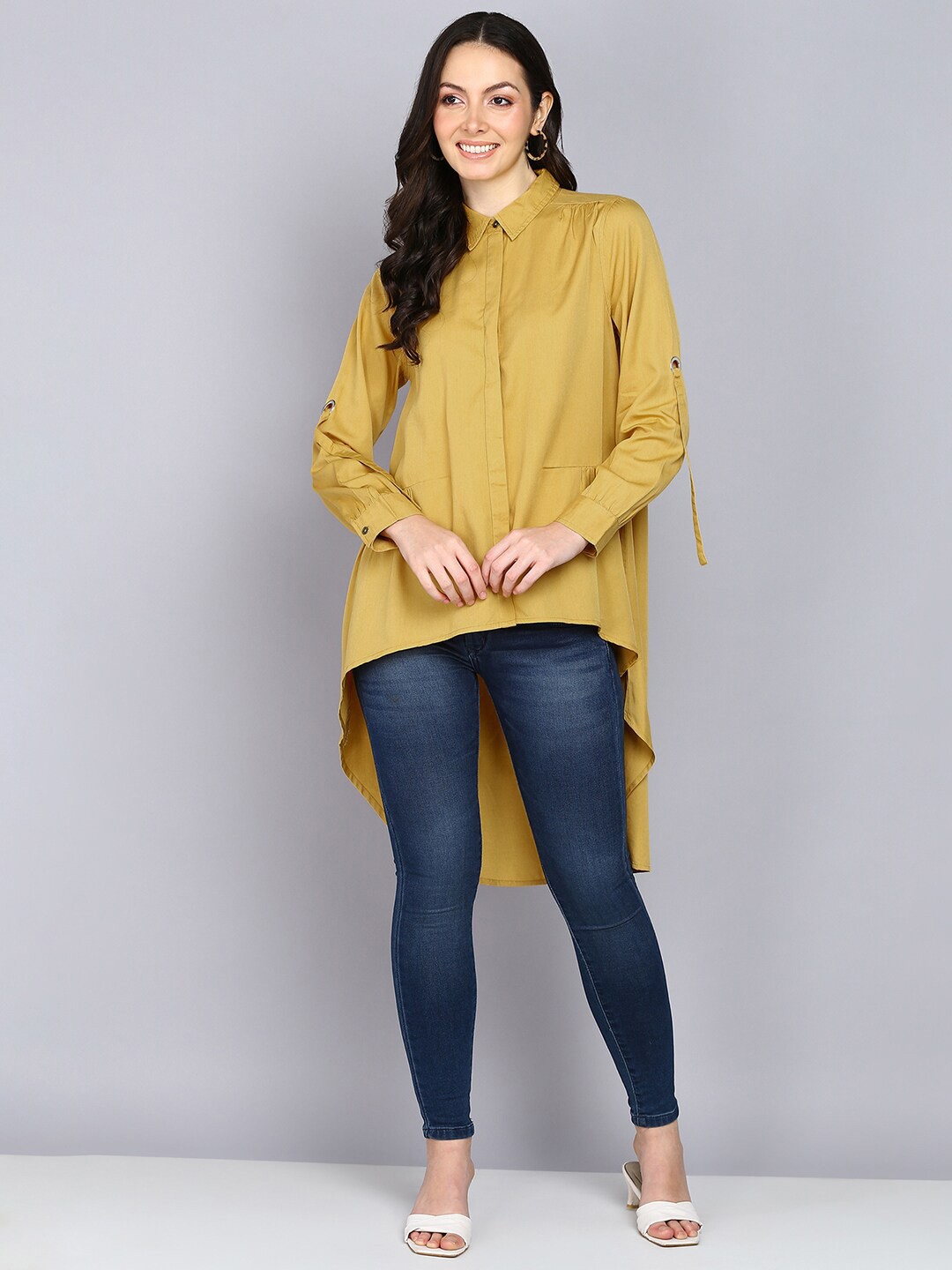 

Mast & Harbour Mustard Yellow Shirt Style Top