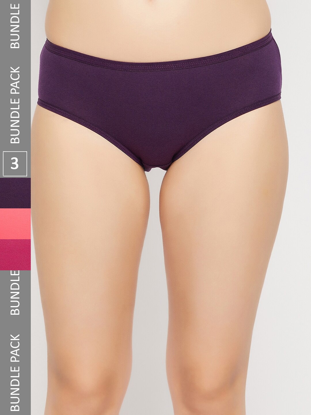 Curves By ZeroKaata Pack Of 3 Assorted Solid Cotton Briefs CZMLPO3ALIPTY45