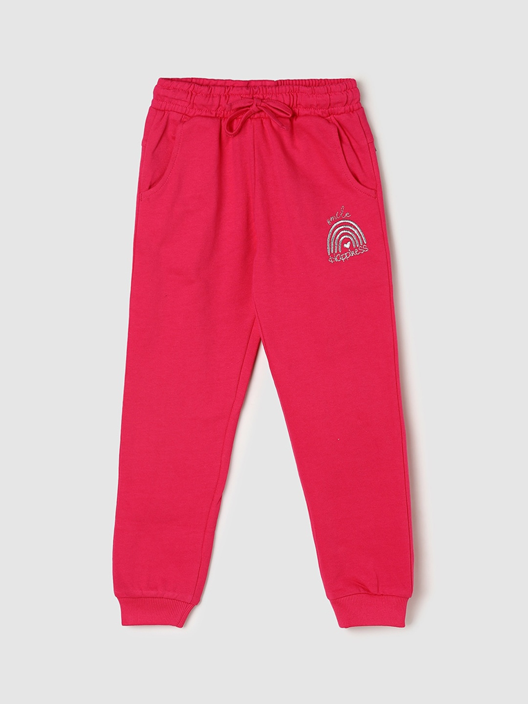 

max Girls Mid-Rise Pure Cotton Joggers, Pink