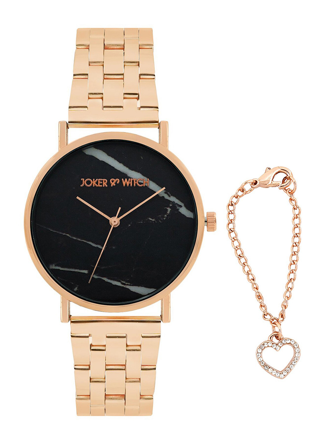 

JOKER & WITCH Women Stainless Steel Watch Gift Set JWWCSET47, Rose gold