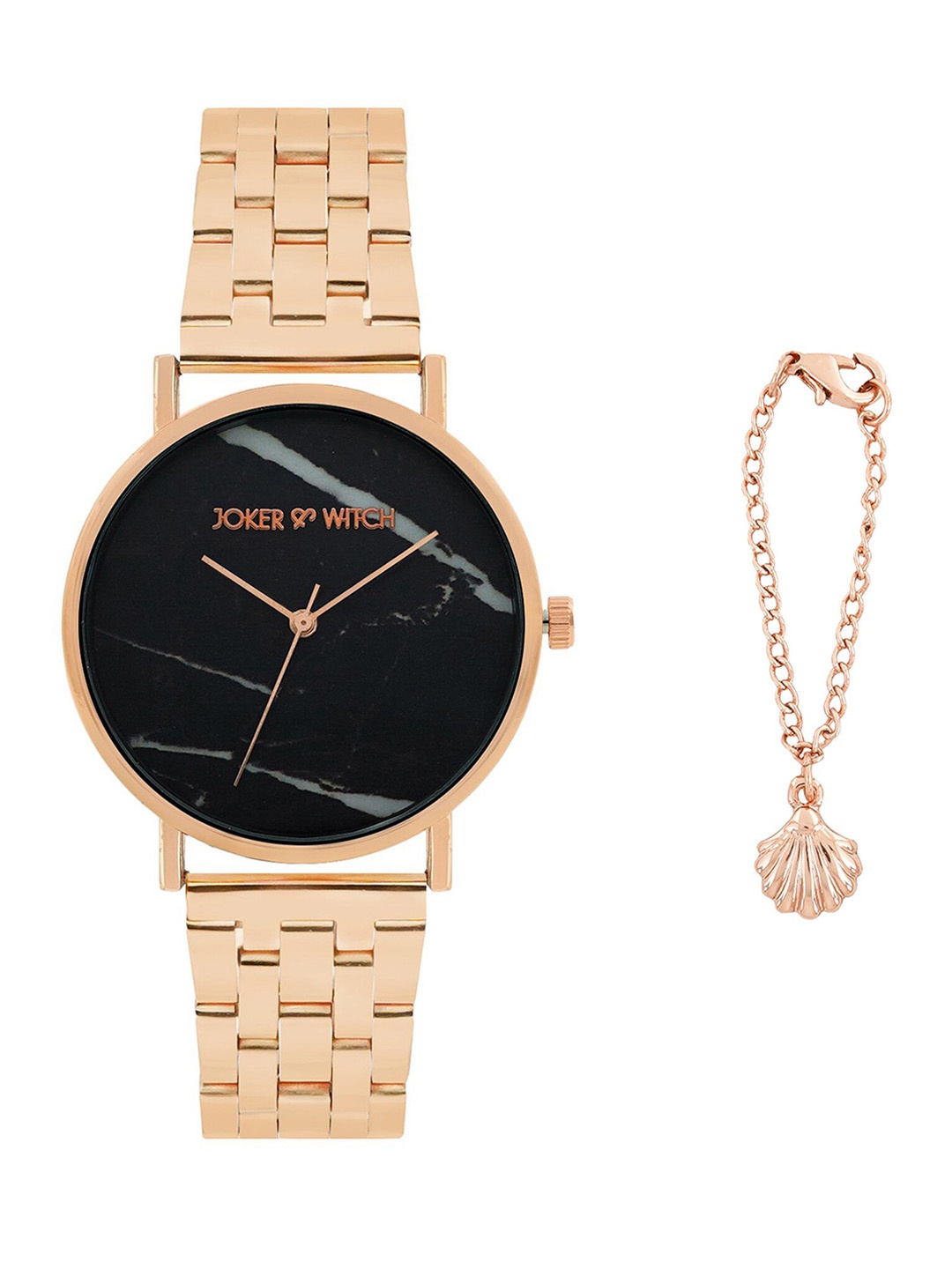 

JOKER & WITCH Women Round Analogue Gift Set JWWCSET5, Rose gold