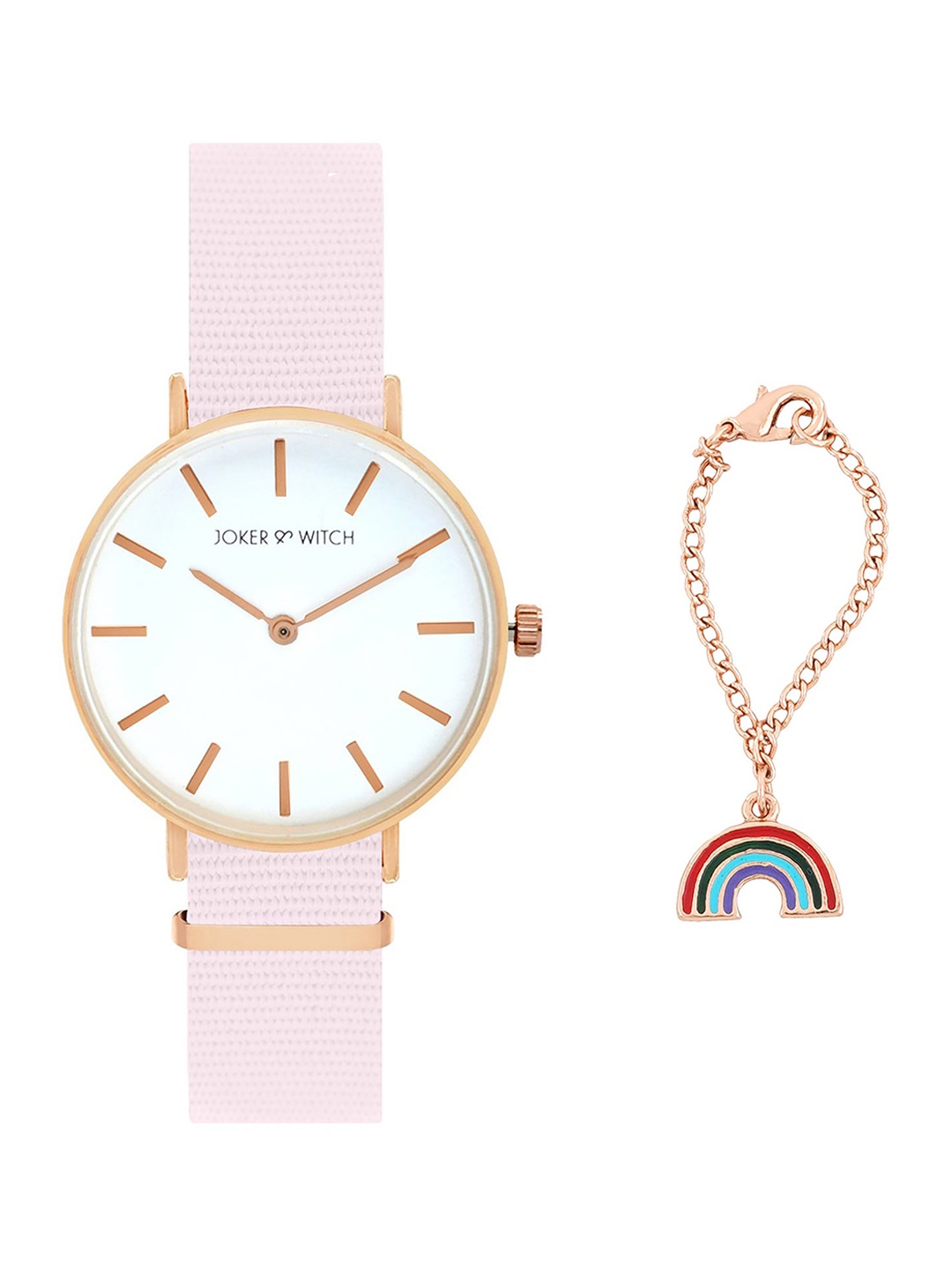 JOKER & WITCH Women Colors Of Rainbows Watch Gift Set, Rose gold
