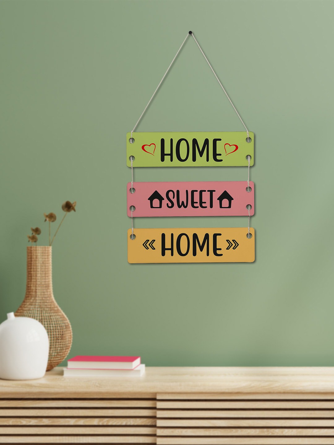 

Crazy Corner Green & Pink Home Sweet Home Printed Wall Hanging Board