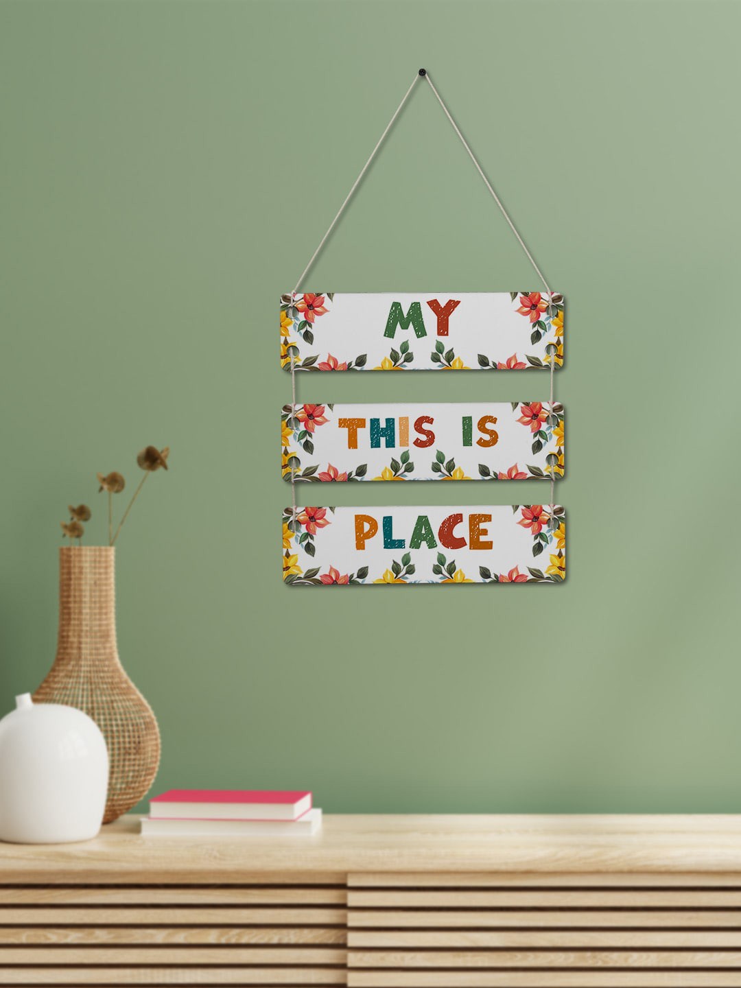 

Crazy Corner White This Is Place Stylish Text Printed Wooden Wall Hanging Board, Multi