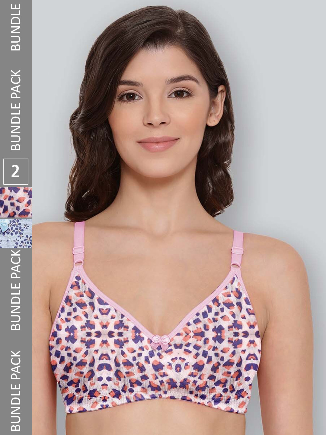 

LYRA Pack Of 2 Printed Combed Cotton Seamless Moulded Encircled Bra, Pink