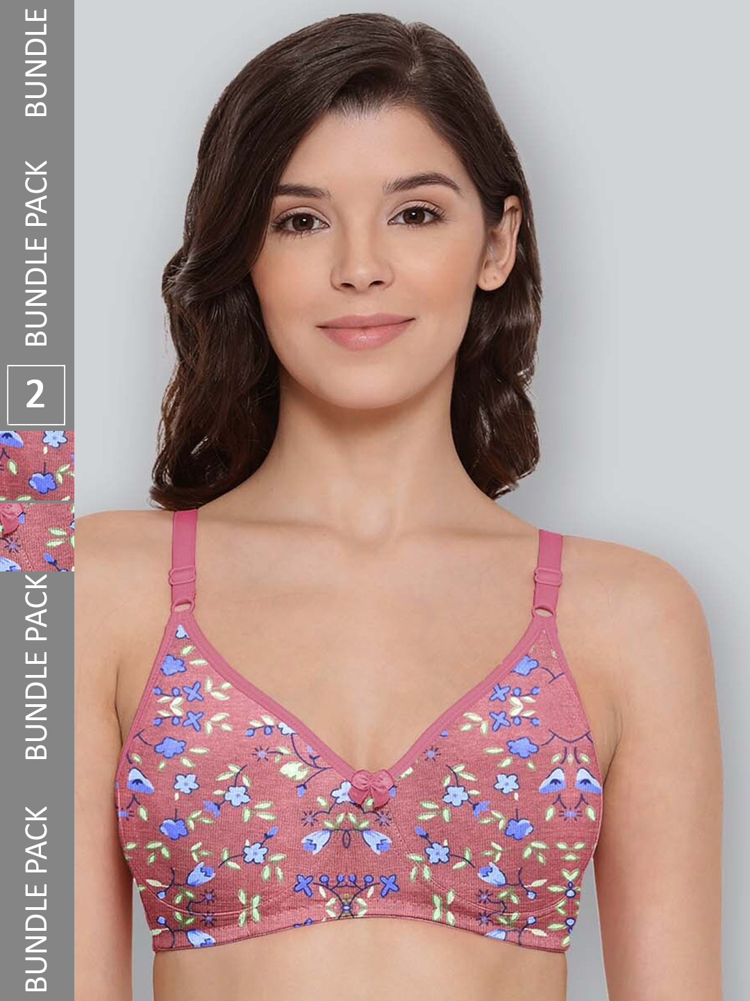 

LYRA Pack Of 2 Printed Combed Cotton Seamless Moulded Encircled Bra, Peach