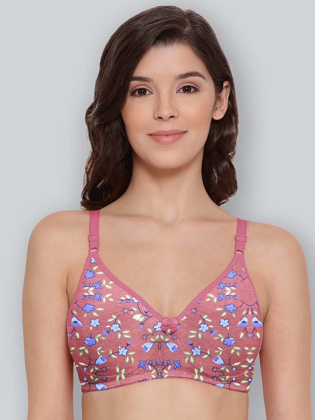 

LYRA Pack Of 2 Printed Combed Cotton Seamless Moulded Encircled Bra, Pink