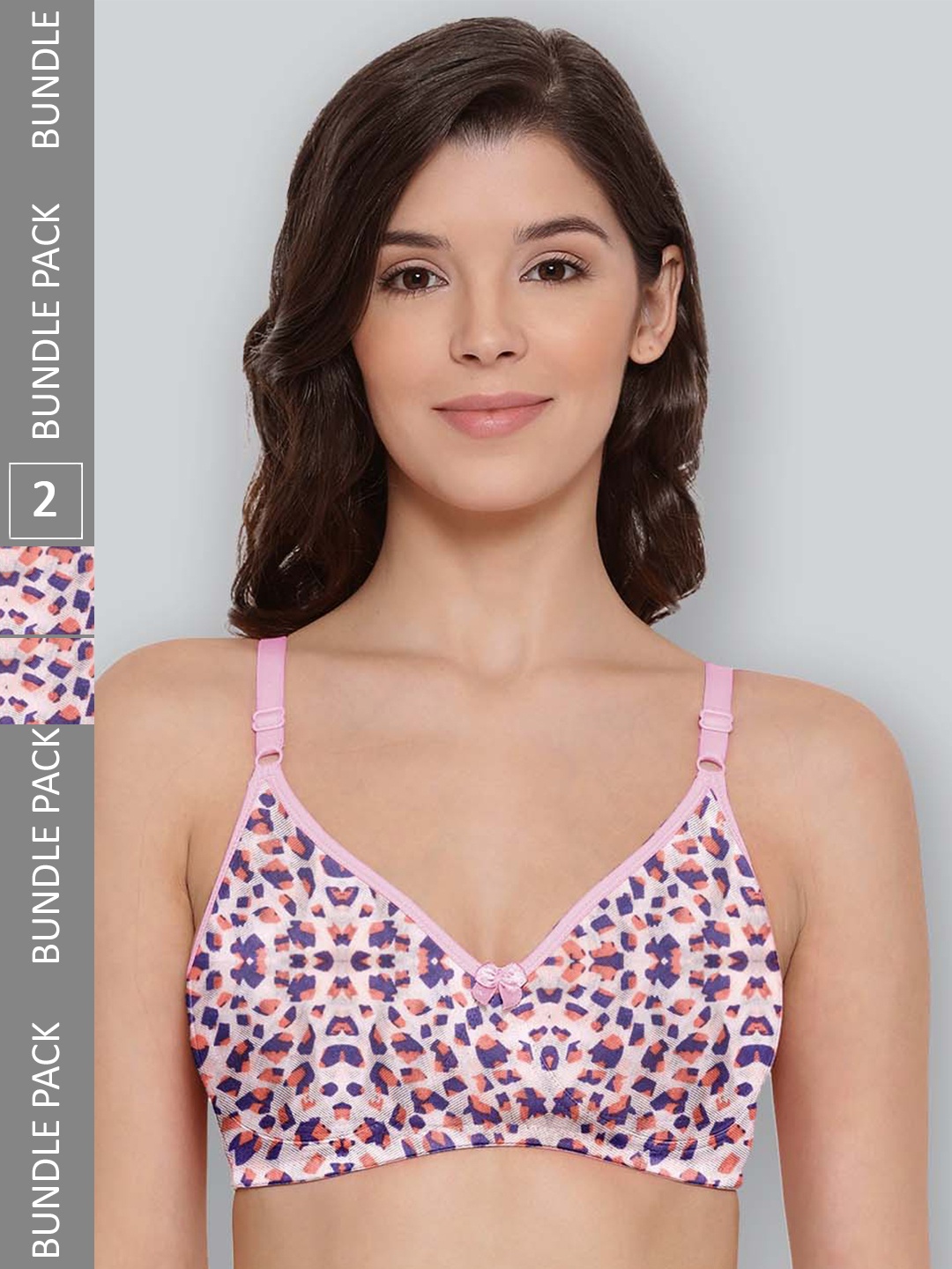 

LYRA Pack Of 2 Printed Combed Cotton Seamless Moulded Encircled Bra, Pink