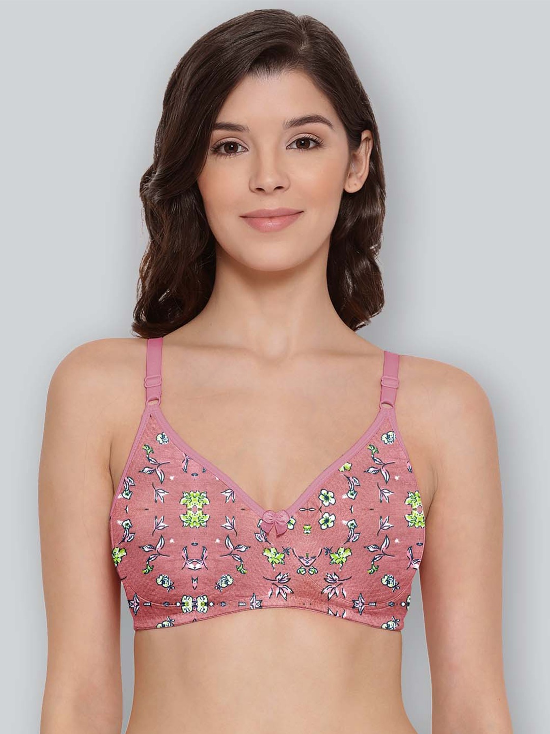 

LYRA Pack Of 2 Printed Combed Cotton Seamless Moulded Encircled Bra, Coral