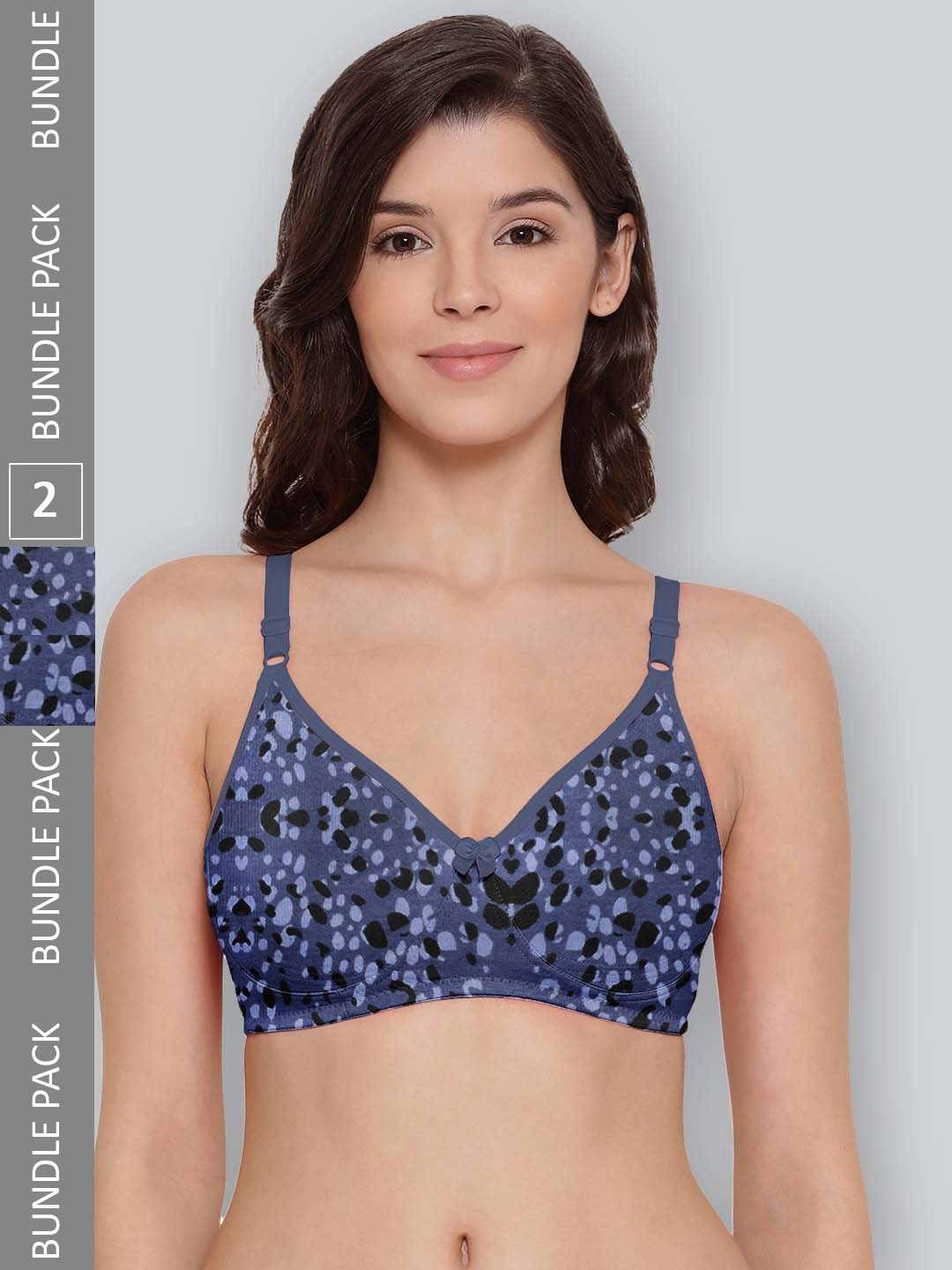 

LYRA Pack Of 2 Printed Combed Cotton Seamless Moulded Encircled Bra, Blue
