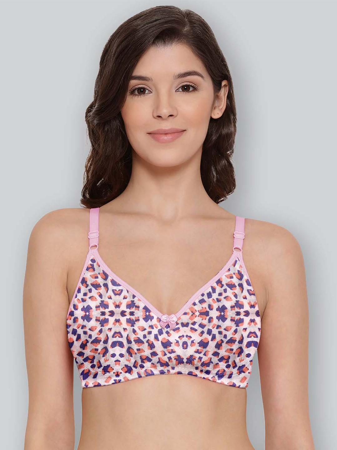 

LYRA Printed Combed Cotton Seamless Moulded Encircled Bra, Pink