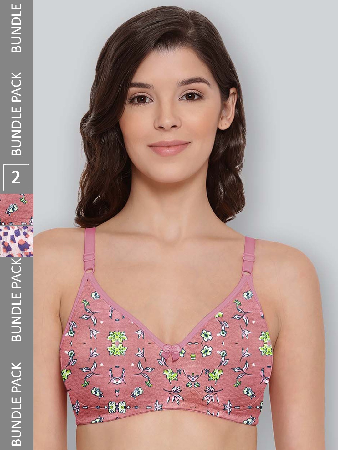

LYRA Pack Of 2 Printed Combed Cotton Seamless Moulded Encircled Bra, Mauve