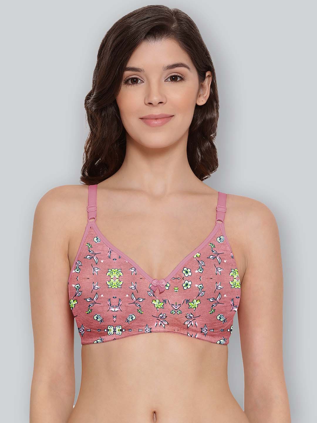 

LYRA Floral Printed Soft Detachable Straps Cotton T-shirt Bra With All Day Comfort, Coral